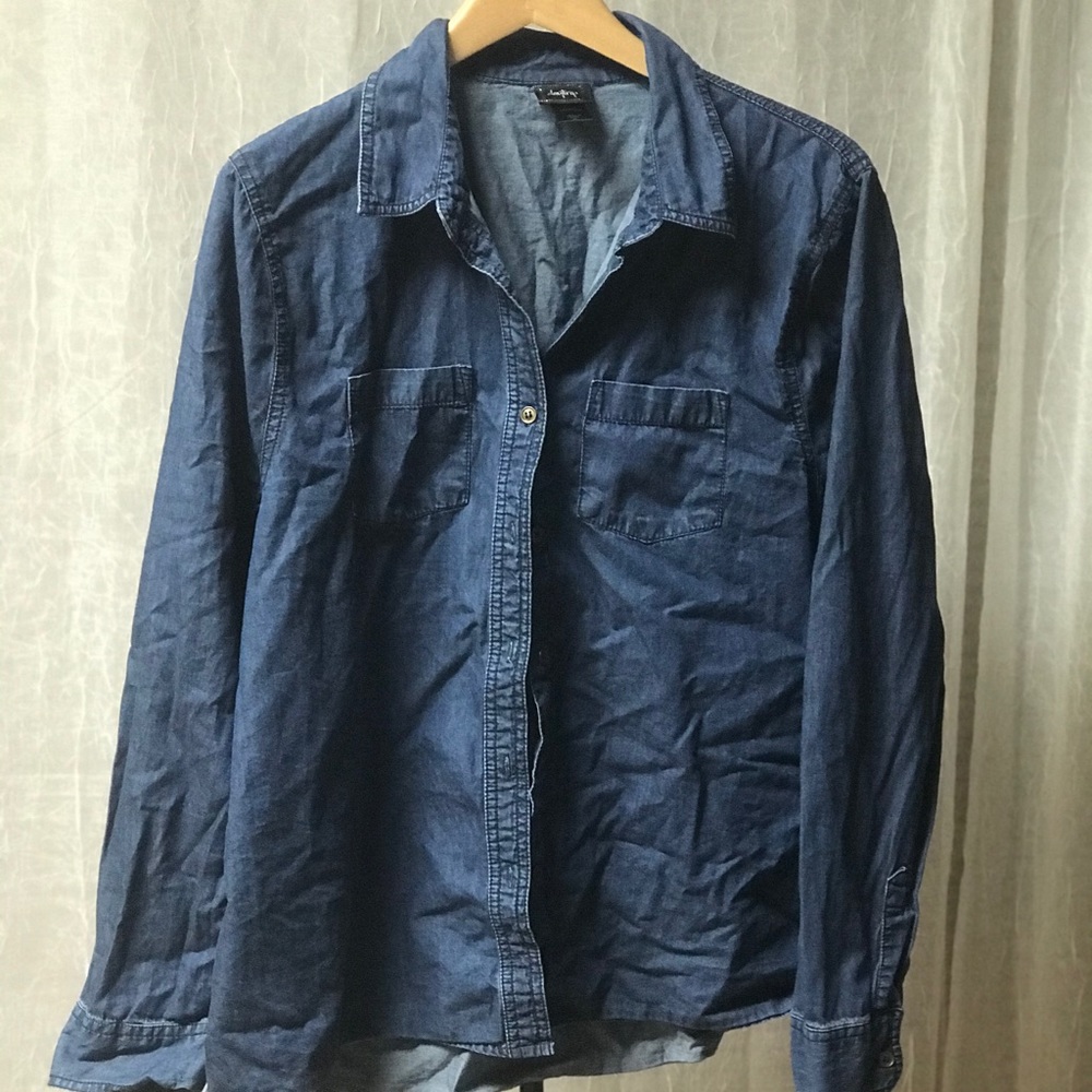 Daytrip Faux Denim Button Down Shirt